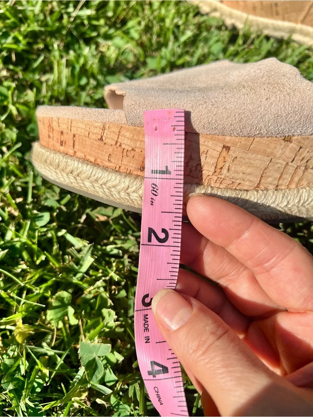Marc Fisher Nude Pink Suede Platform Espadrilles Wedges Cork Sandal 7.5